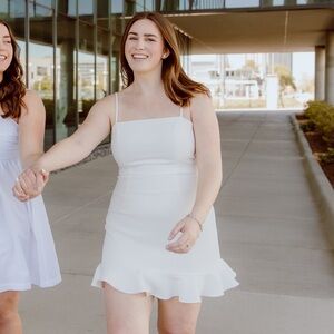 French Connection Whisper Frill Hem Dress